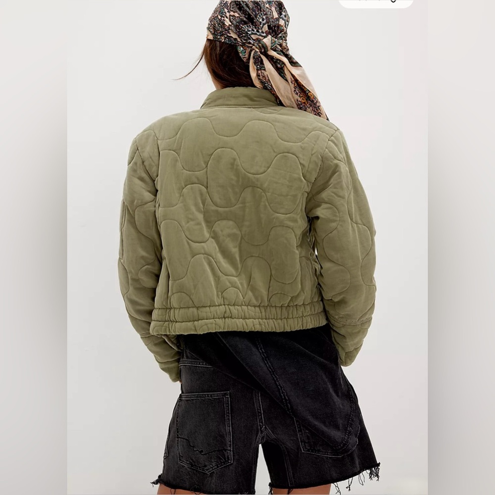 FREE PEOPLE Aura Liner Bomber Jacket NWT in Green Color Size Small - Picture 4 of 7